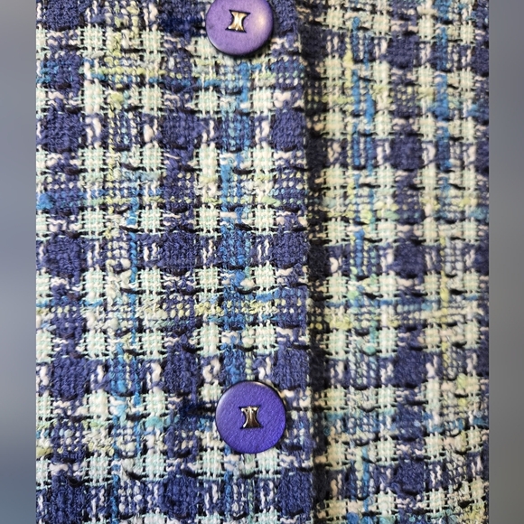 LUCIA Blue and White Women's Tweed Jacket. Size Italy 42/ Large - Picture 4 of 13